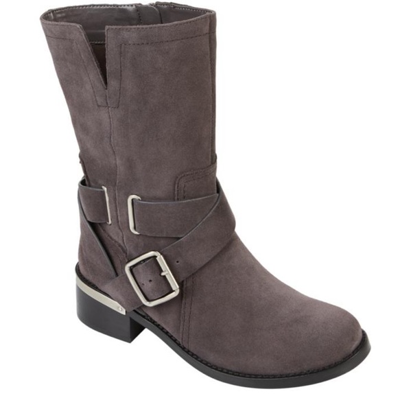Vince Camuto NEW gray suede moto boots with buckles - Picture 2 of 12